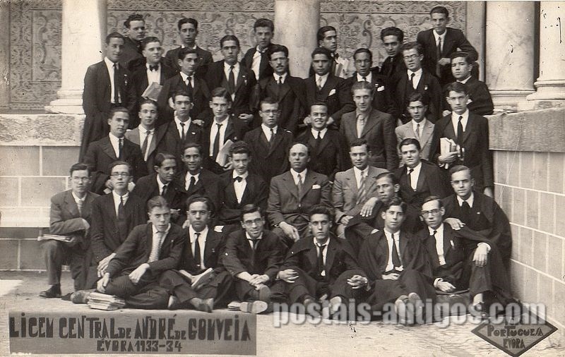 Bilhete postal ilustrado antigo do iceu André de Gouveia, Evora | Portugal em postais antigos