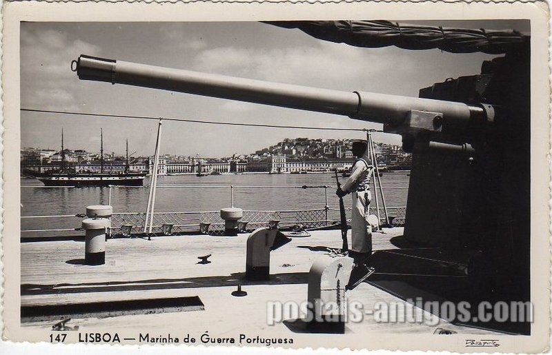 Bilhete postal ilustrado da Lisboa, Marinha de guerra Portuguesa em Lisboa | Portugal em postais antigos 