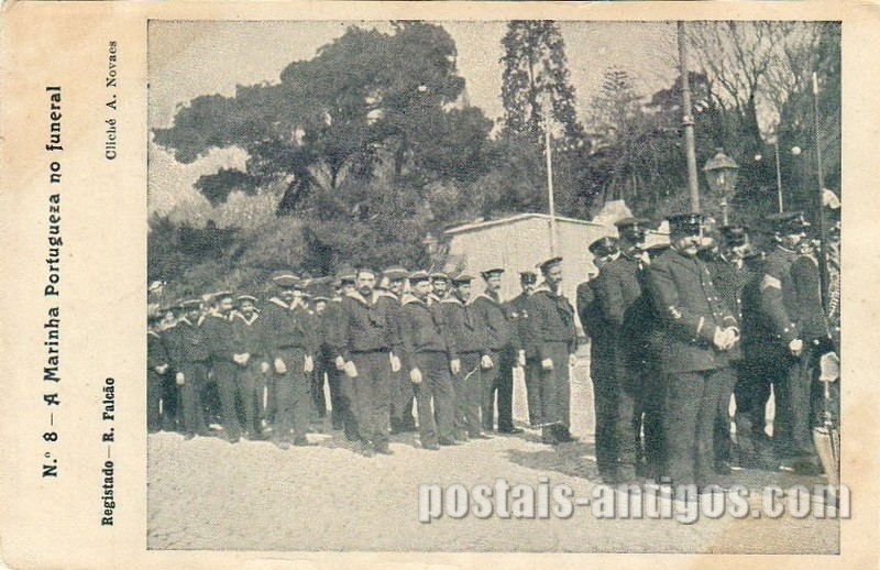 Bilhete postal ilustrado da Marinha Portuguesa no funeral de Dom Carlos | Portugal em postais antigos 