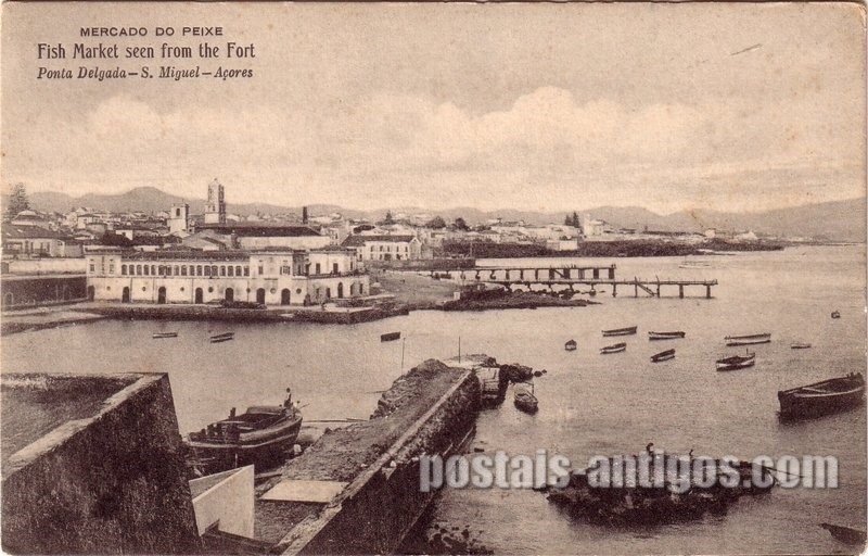 Bilhete postal de Mercado de Peixe, Ponta Delgada​, São Miguel, Açores | Portugal em postais antigos