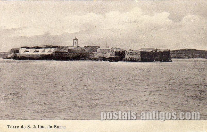 Bilhete postal ilustrado da Torre de São Julião da Barra,​ Oeiras | Portugal em postais antigos 