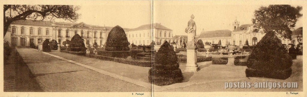 Bilhete postal ilustrado Panorâmica do Palácio de Queluz | Portugal em postais antigos 