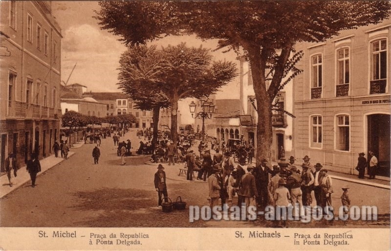 Bilhete postal de Praça da República, Ponta Delgada | Portugal em postais antigos