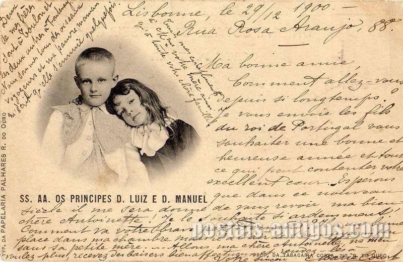 Bilhete postal dos Príncipes D. Luís e D. Manuel| Portugal em postais antigos