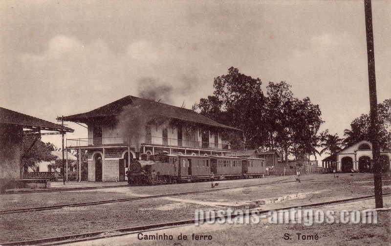 Bilhete postal ilustrado de São Tomé e Principe, Caminho de Ferro | Portugal em postais antigos