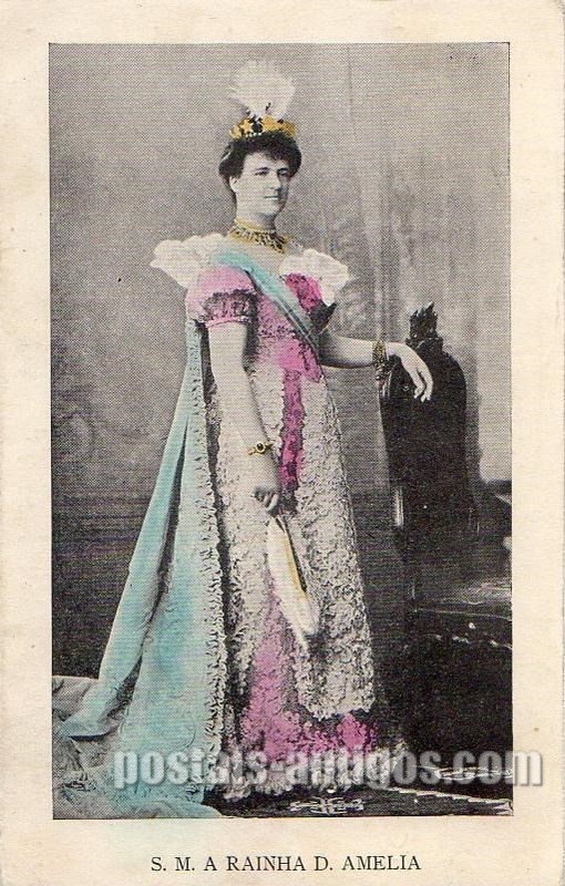 Bilhete postal de Sua Majestade (S.M.) a Rainha Dona Amélia | Portugal em postais antigos