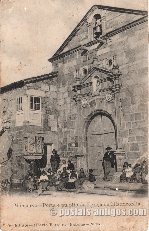 Bilhete postal ilustrado de Moncorvo - Porta e pulpito da Egreja da Misericordia