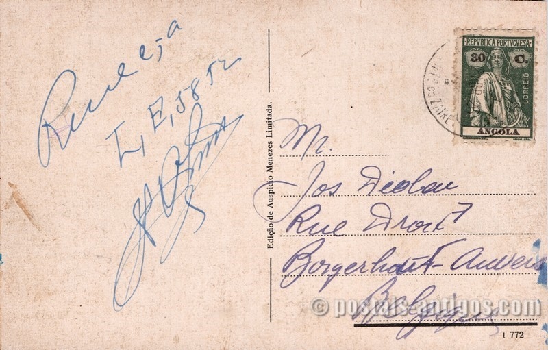 Verso do bilhete postal : Roça Agua Izé - Forma de serviçaes