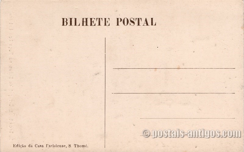 Verso do bilhete postal : São Tomé. Bifurcação de linhas na Roça Boa Entrada