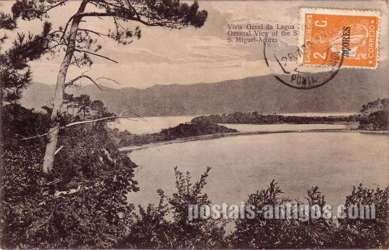 Bilhete postal de Vista geral da lagoa de Sete Cidades, São Miguel, Açores | Portugal em postais antigos