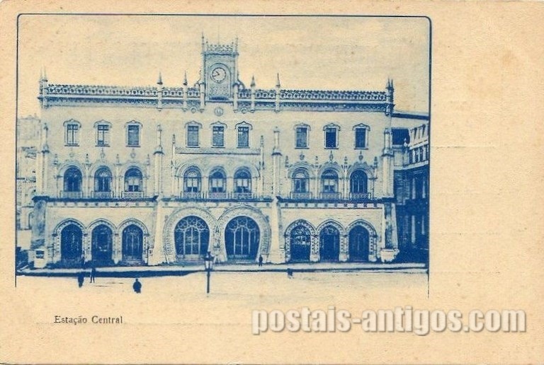 Bilhete postal ilustrado de Lisboa: Estação do Rossio -1 | Portugal em postais antigos