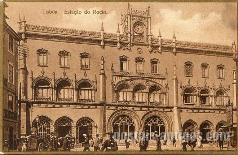 Bilhete postal antigo de Lisboa: Estação do Rossio | Portugal em postais antigos