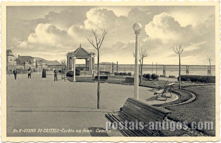Bilhete postal ilustrado de Viana do Castelo, Coreto na Avenida Camões | Portugal em postais antigos