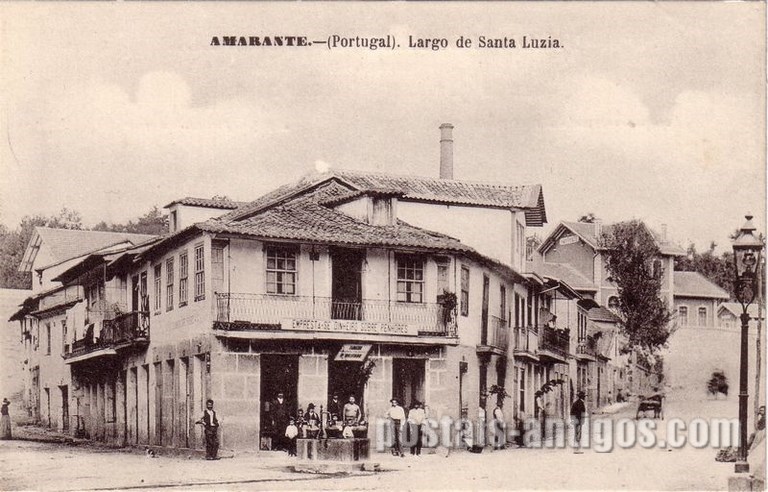 Bilhete postal ilustrado de Amarante: Largo Santa Luzia | Portugal em postais antigos