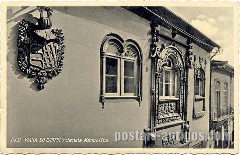 Bilhete postal ilustrado de Viana do Castelo, ​Janela Manuelina | Portugal em postais antigos