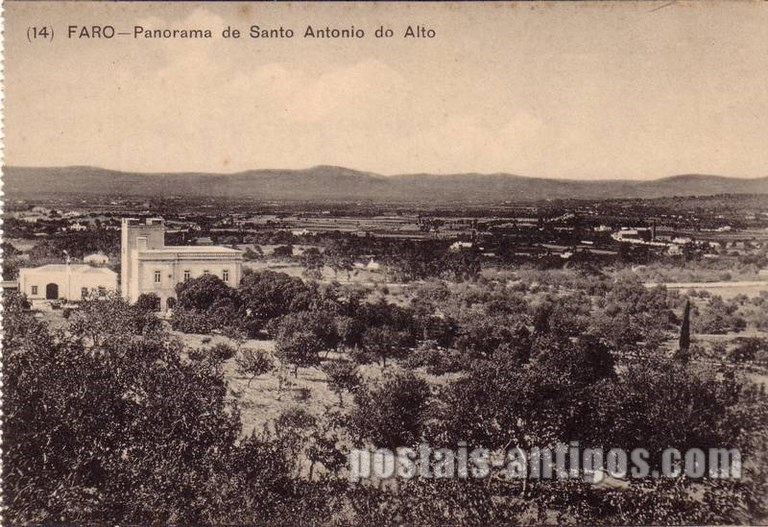 Bilhete postal de Faro: Panorama de Santo António do Alto | Portugal em postais antigos