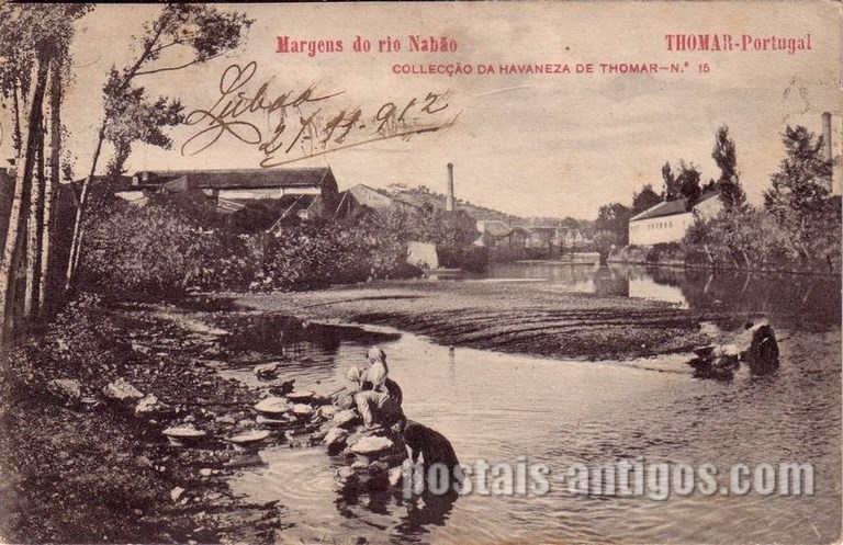 Bilhete postal ilustrado de Margens do rio Nabão, Tomar | Portugal em postais antigos