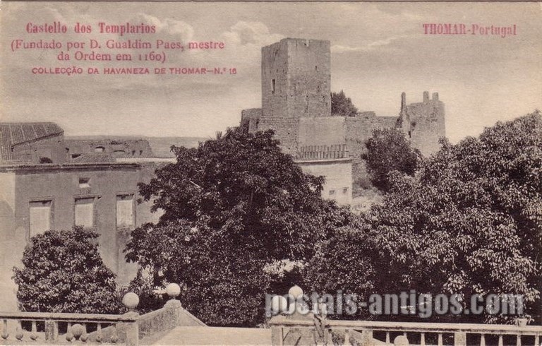 Bilhete postal antigo de Castelo dos Templários, Tomar | Portugal em postais antigos