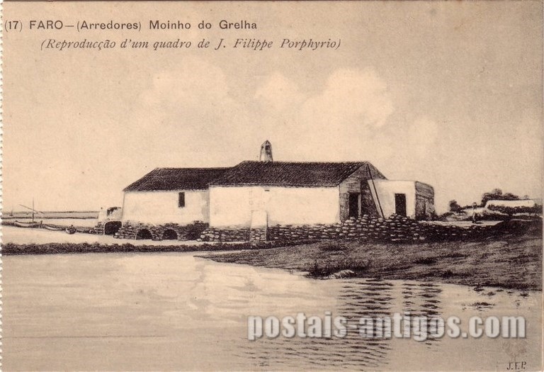 Bilhete postal de Faro: Moinho do Grelha | Portugal em postais antigos
