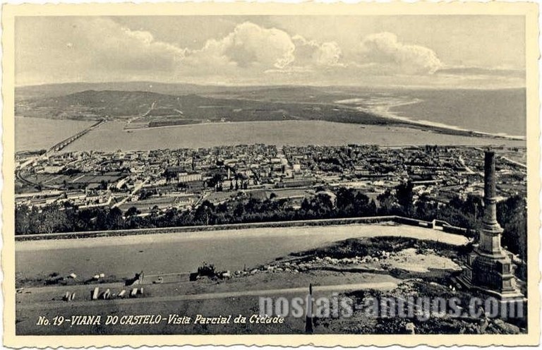 Bilhete postal ilustrado de Viana do Castelo, Vista parcial da cidade | Portugal em postais antigos