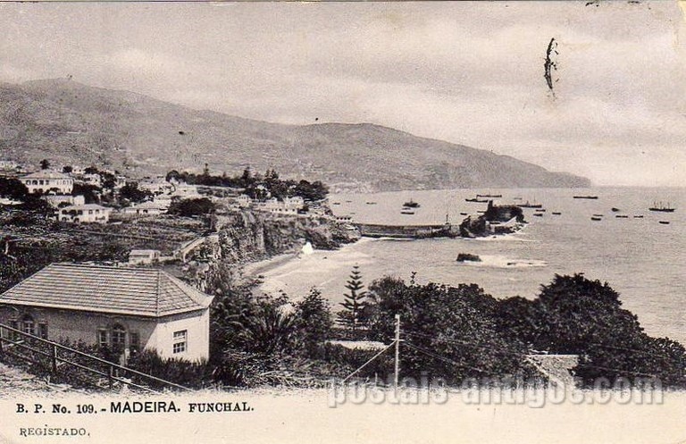 Bilhete postal ilustrado da vista parcial Funchal, Madeira | Portugal em postais antigos 