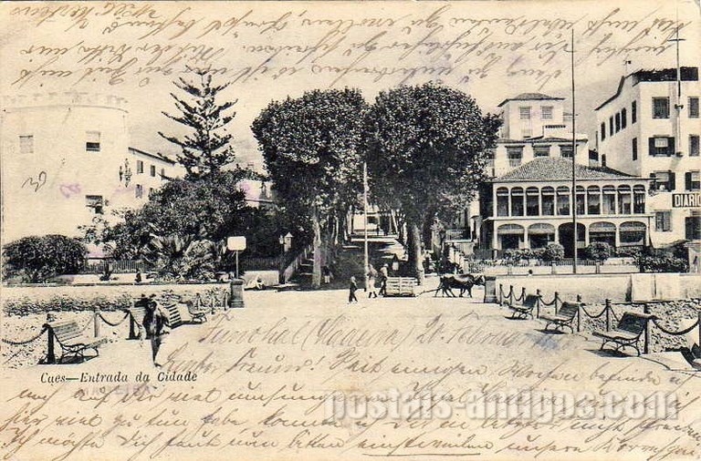 Bilhete postal ilustrado dos ​cais e entrada de Funchal, Madeira | Portugal em postais antigos 