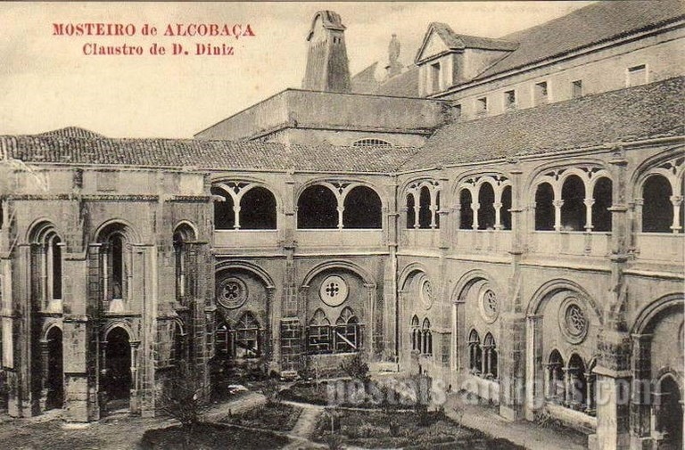 Bilhete postal de Alcobaça, Claustro de Dom Dinis no Mosteiro | Portugal em postais antigos