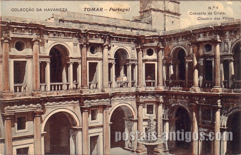 Bilhete postal ilustrado de Claustro dos Filipes do Convento de Cristo | Portugal em postais antigos