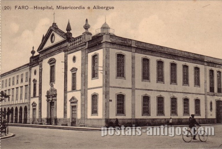 Bilhete postal de Faro: Hospital da Misericórdia e Albergue | Portugal em postais antigos