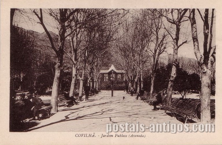 Postais antigos de Covilhã: Jardim Público (avenida) | Portugal em postais antigos