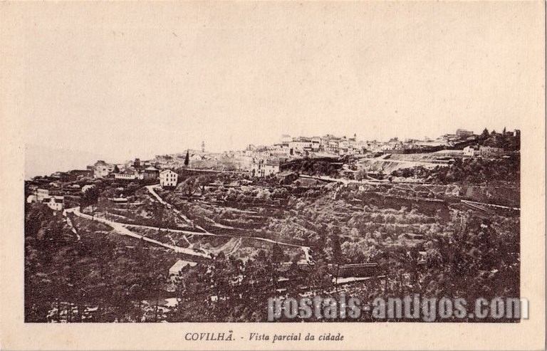 Postais antigos de Covilhã: Vista parcial da Cidade | Portugal em postais antigos