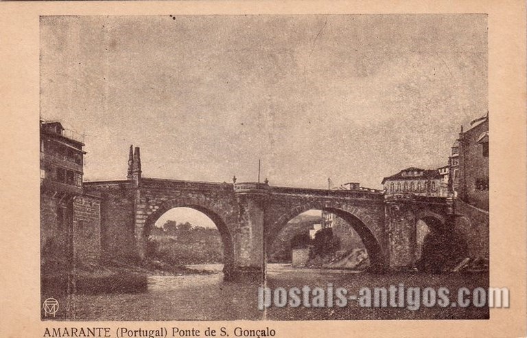 Bilhete postal ilustrado de Amarante: Ponte São Gonçalo | Portugal em postais antigos