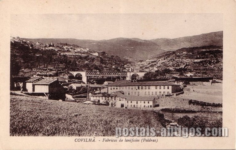 Postais antigos de Covilhã: Fábrica de lanifícios (Poldras) | Portugal em postais antigos