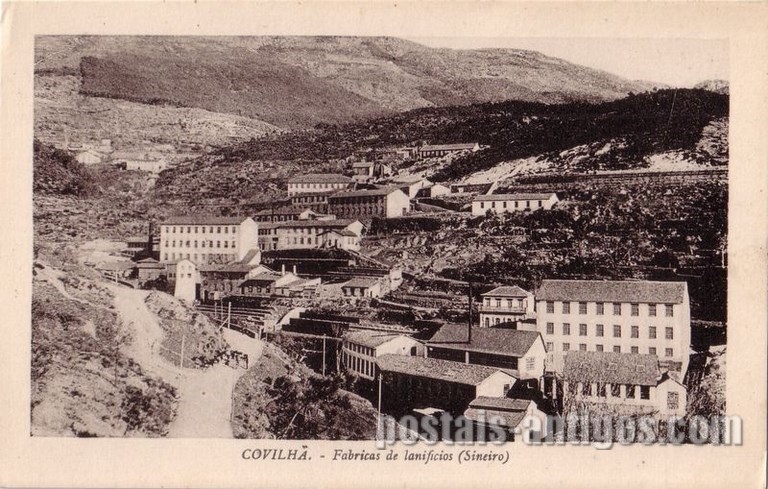 Postais antigos de Covilhã: Fábrica de lanifícios (Sineiro) | Portugal em postais antigos