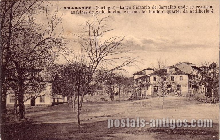 Bilhete postal ilustrado de Amarante: Largo Sertório Carvalho | Portugal em postais antigos