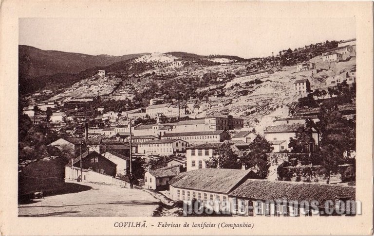Postais antigos de Covilhã: Fábrica de lanifícios (Companhia) | Portugal em postais antigos