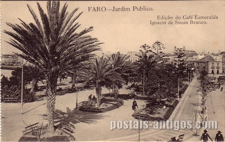 Bilhete postal de Faro, Jardim público | Portugal em postais antigos
