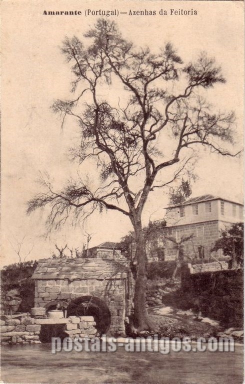 Bilhete postal ilustrado de Amarante: Azenhas da Feitoria | Portugal em postais antigos