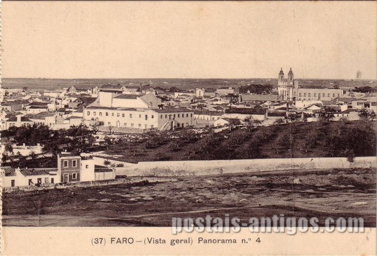 Bilhete postal de Faro: Vista geral - Panorama n°4 | Portugal em postais antigos