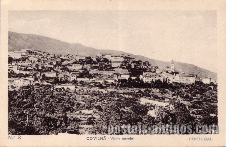Postais antigos de Covilhã: Vista parcial | Portugal em postais antigos
