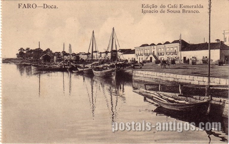 Bilhete postal de Faro: Doca | Portugal em postais antigos