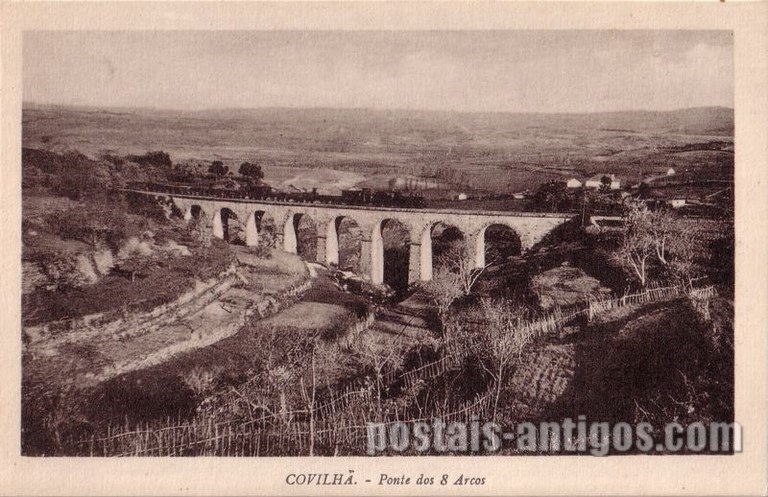 Postais antigos de Covilhã: Ponte dos 8 arcos | Portugal em postais antigos