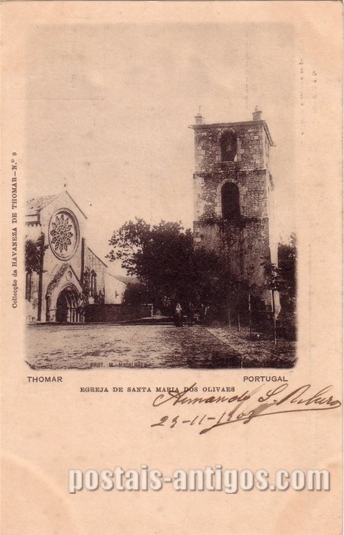 Bilhete postal ilustrado de Tomar: Igreja de Sta Maria dos Olivais | Portugal em postais antigos