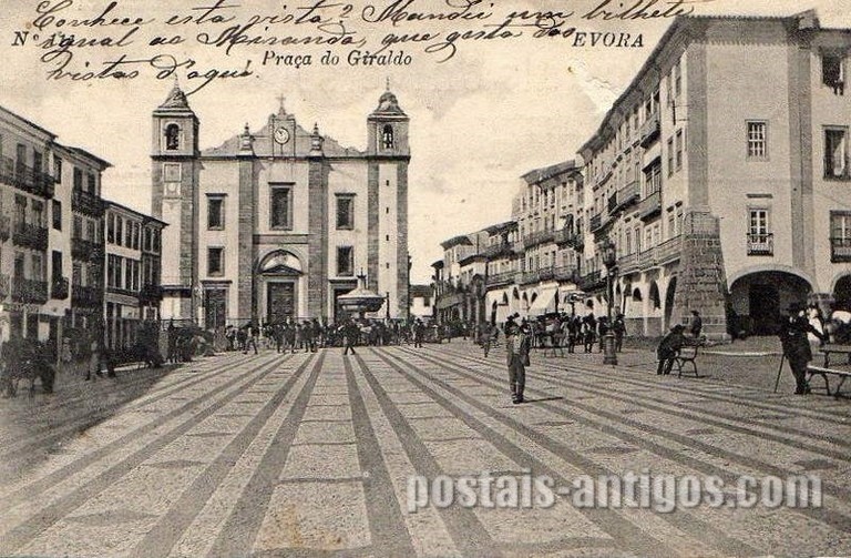 Bilhete postal da Praça do Giraldo​ de Évora | Portugal em postais antigos