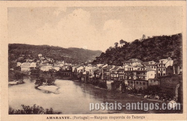 Bilhete postal ilustrado de Amarante: Margem esquerda do Tâmega | Portugal em postais antigos