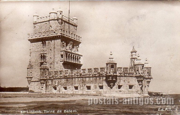 Bilhete postal antigo de Lisboa , Portugal: Torre de Bélem - 124