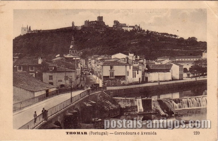 Bilhete postal ilustrado de Tomar : Avenida e corredoura | Portugal em postais antigos