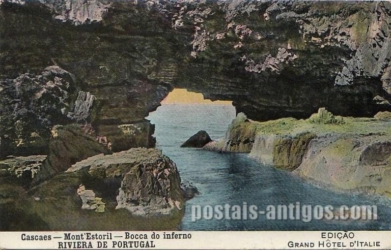 Bilhete postal ilustrado de Mont'Estoril, Boca do Inferno, Cascais  | Portugal em postais antigos 