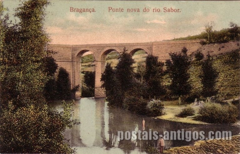 Bilhete postal de Bragança: Ponte nova do rio Sabor | Portugal em postais-antigos.com