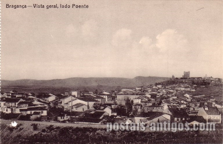 Postais antigos de Bragança: Vista geral, lado poente | Portugal em postais antigos